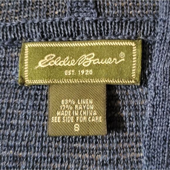 Eddie Bauer Women's Blue Knit V-neck Hooded Long Sleeve Sweater - Picture 2 of 11